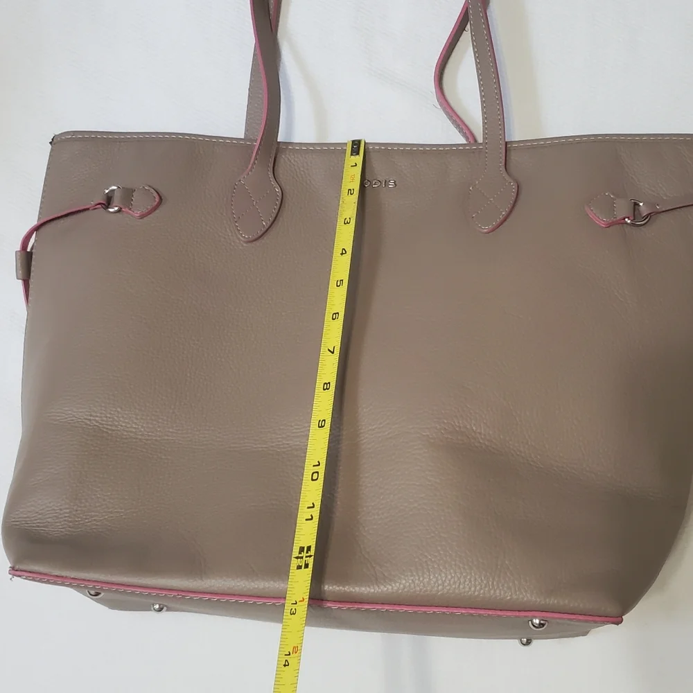 Lodis Bliss Leather Tote Large Shoulder Bag Taupe